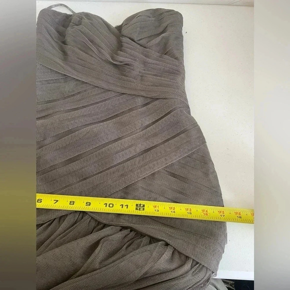 NWT White‎ by Vera Wang Gown Charcoal Fit & Flare Bodycon Bridesmaid Prom Formal - Picture 11 of 13